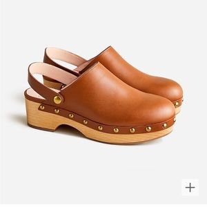 NWT jcrew grace leather clogs size 9 rich oak
